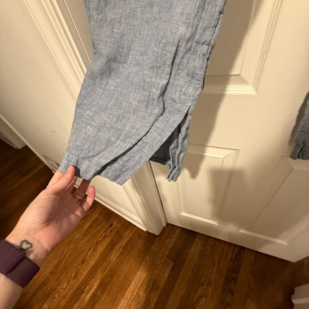 Athleta Retreat Linen Wide Leg Pants -- light blue -- sz 18 - Picture 6 of 9